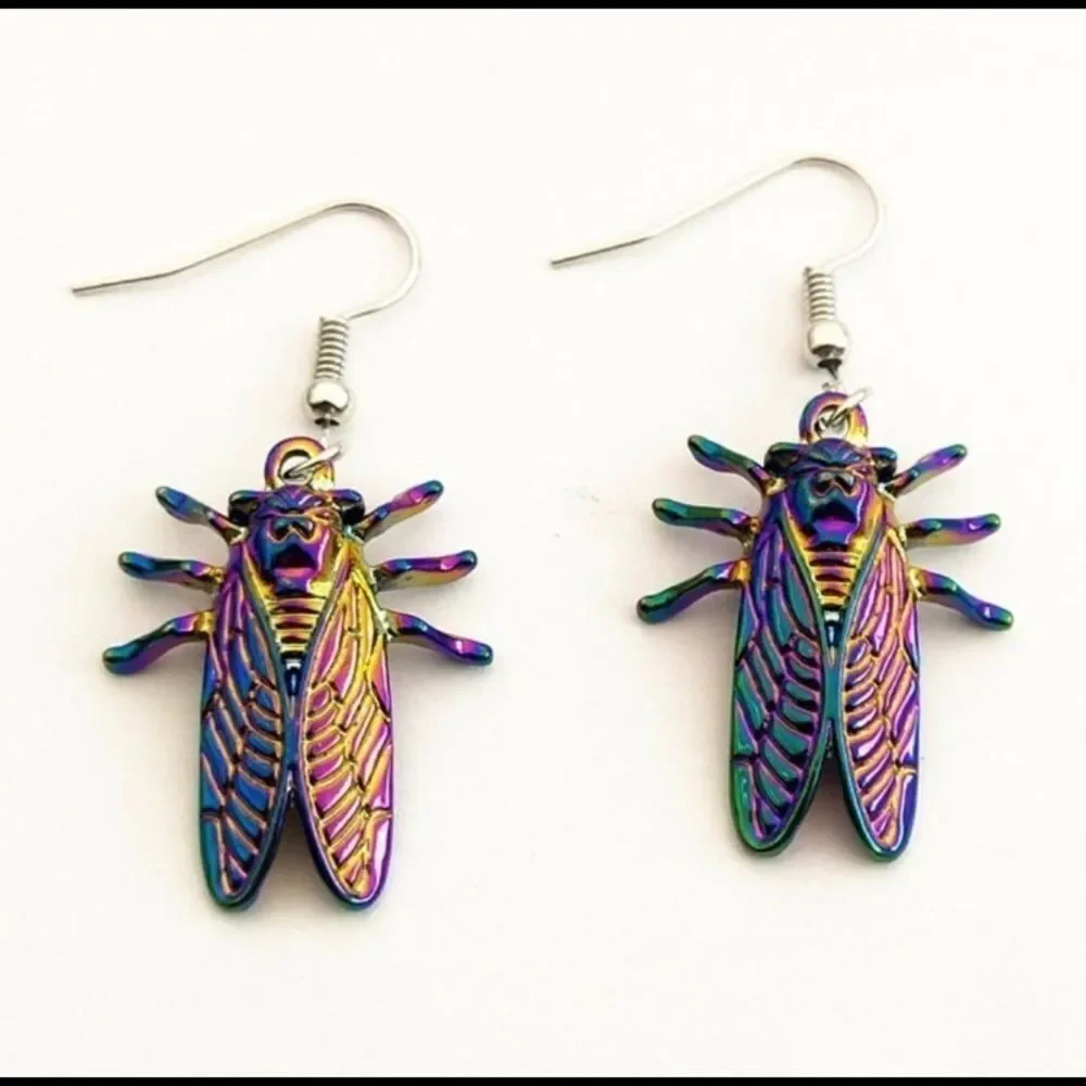 Boho & Indie Iridescent Cicada Earrings
